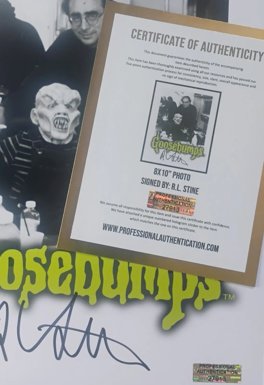 RL Stine Hand Signed Aurograph 8x10 Photo COA Goosebumps NO TARIFFS, image 4