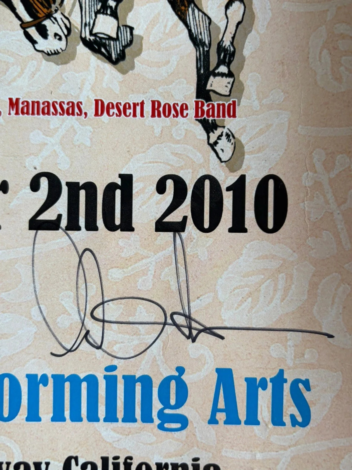 CHRIS HILLMAN HERB PEDERSEN SIGNED Concert Poster. Poway Preforming Arts Ca, изображение 3