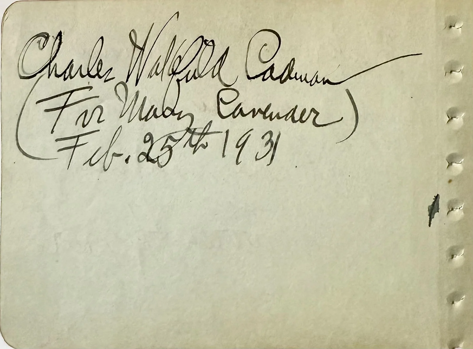 Warren Hymer, Charles Wakefield Cadman — WARREN HYMER & CHARLES CADMAN Dual Signed Autographed ALBUM PAGE PHANTOM KILLER, изображение 4