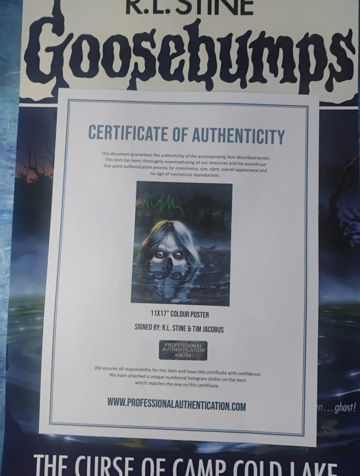 RL Stine & Tim Jacobus Hand Signed Aurograph Goosebumps Poster COA - NO TARIFFS, image 5