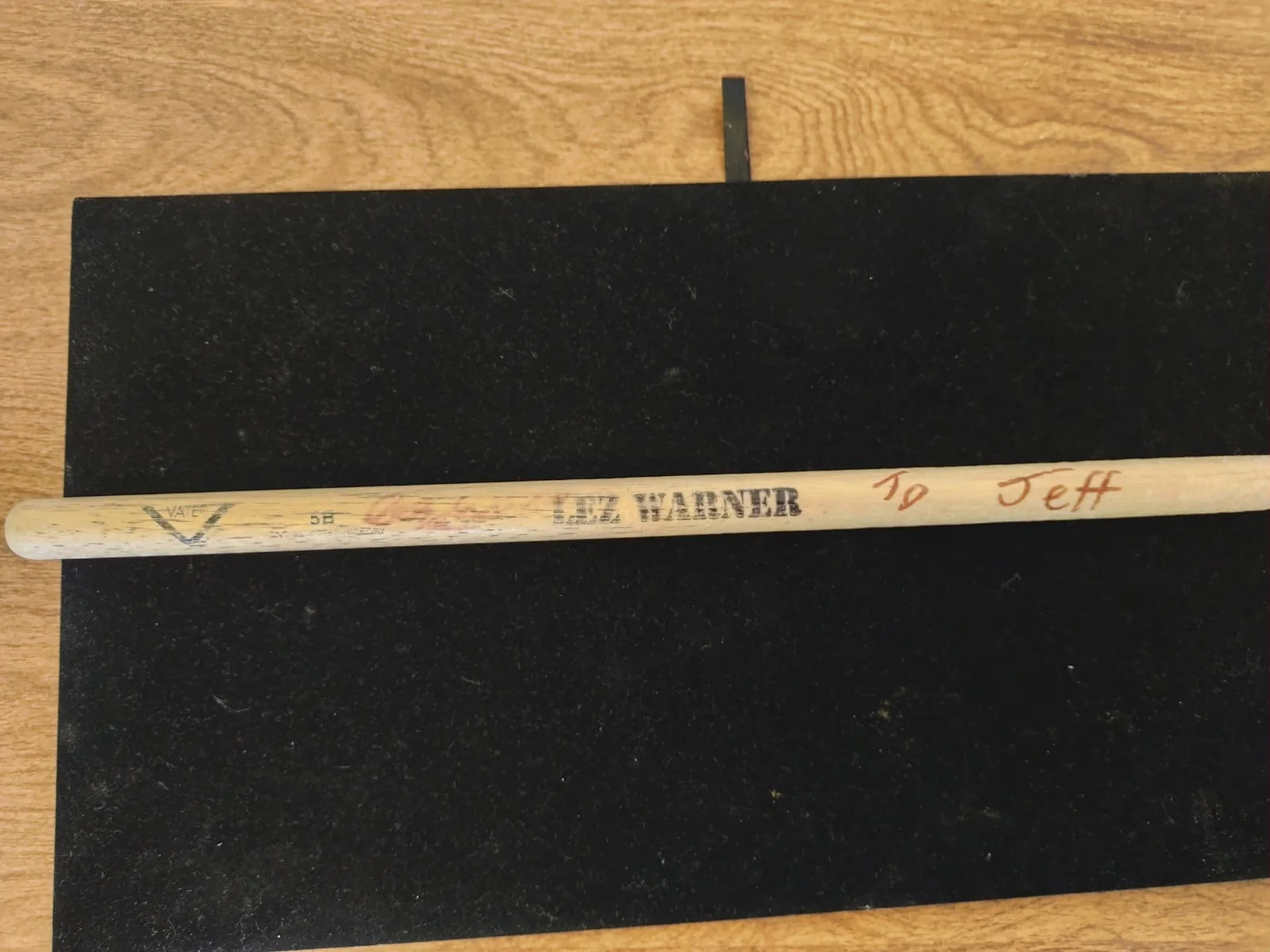 Signed Lez Warner ( The Cult & others) Used Drumstick, '' To Jeff'' , VGC, image 2