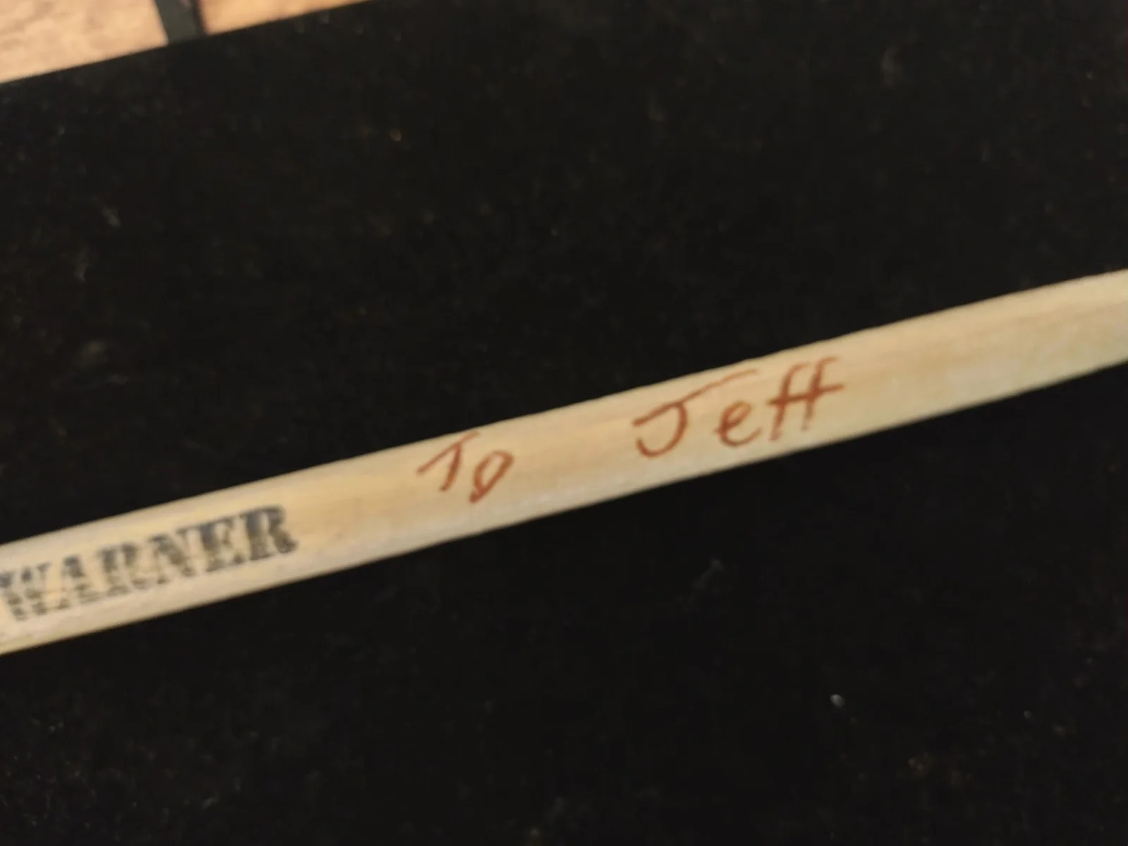 Signed Lez Warner ( The Cult & others) Used Drumstick, '' To Jeff'' , VGC, image 4