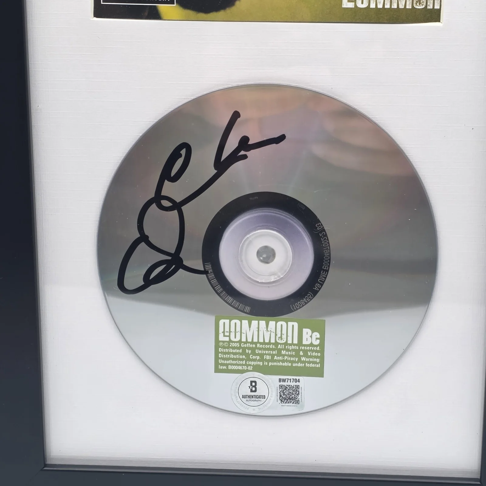 Common Rapper Signed BE CD Framed Beckett Music GO! Faithful, image 2