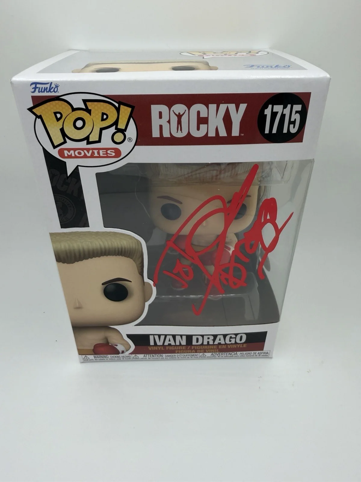 DOLPH LUNDGREN SIGNED IVAN DRAGO FUNKO POP ‘ROCKY IV’ PROOF +CN INSC. JSA COA, image 3