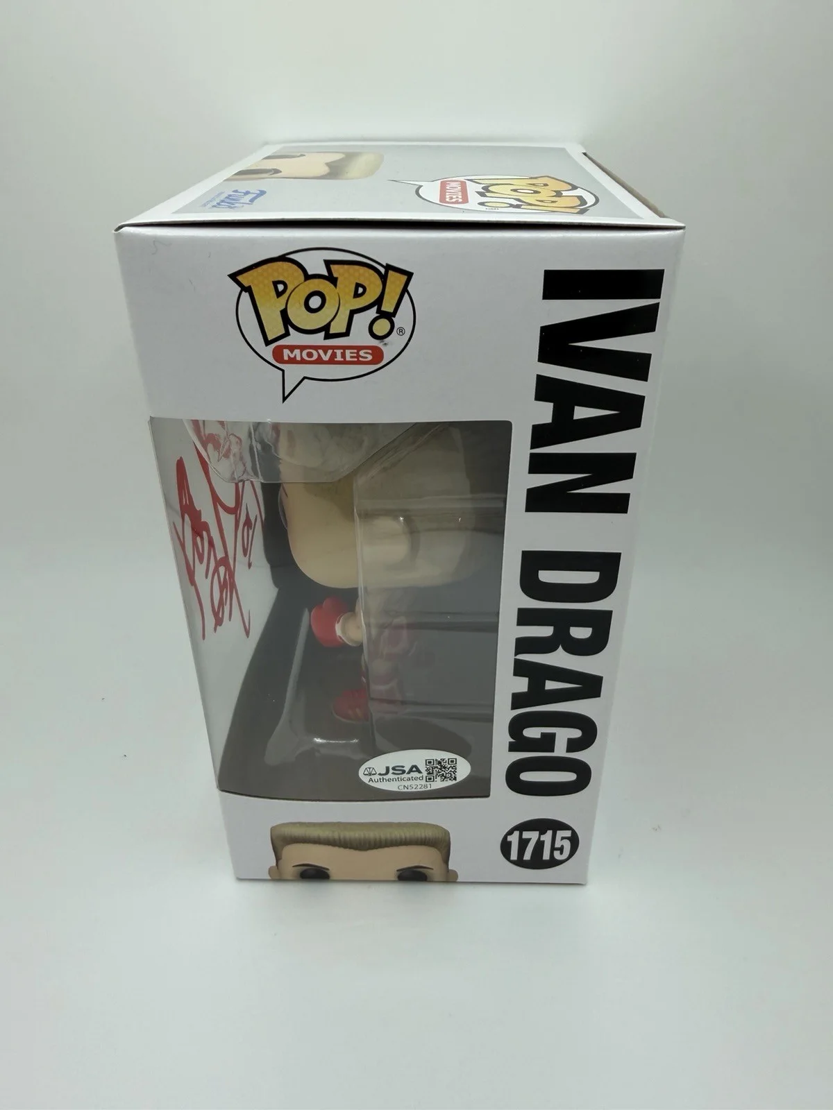 DOLPH LUNDGREN SIGNED IVAN DRAGO FUNKO POP ‘ROCKY IV’ PROOF +CN INSC. JSA COA, image 4