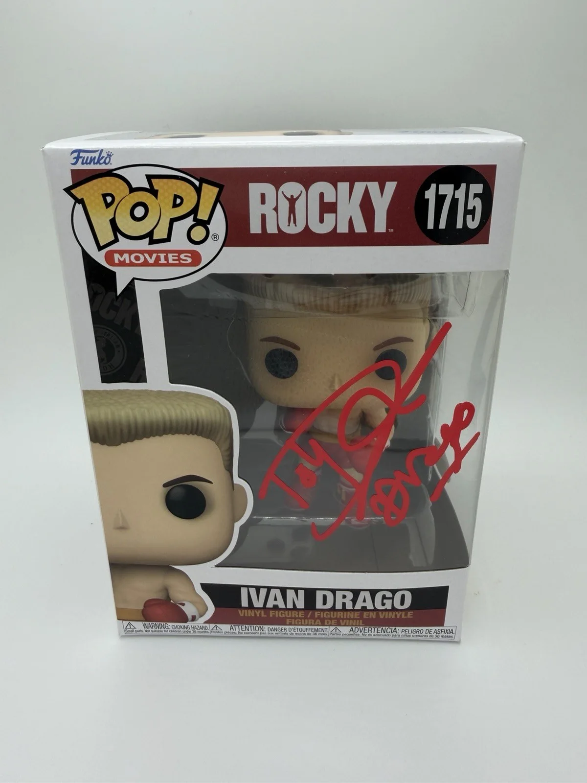 DOLPH LUNDGREN SIGNED IVAN DRAGO FUNKO POP ‘ROCKY IV’ PROOF +CN INSC. JSA COA, image 3