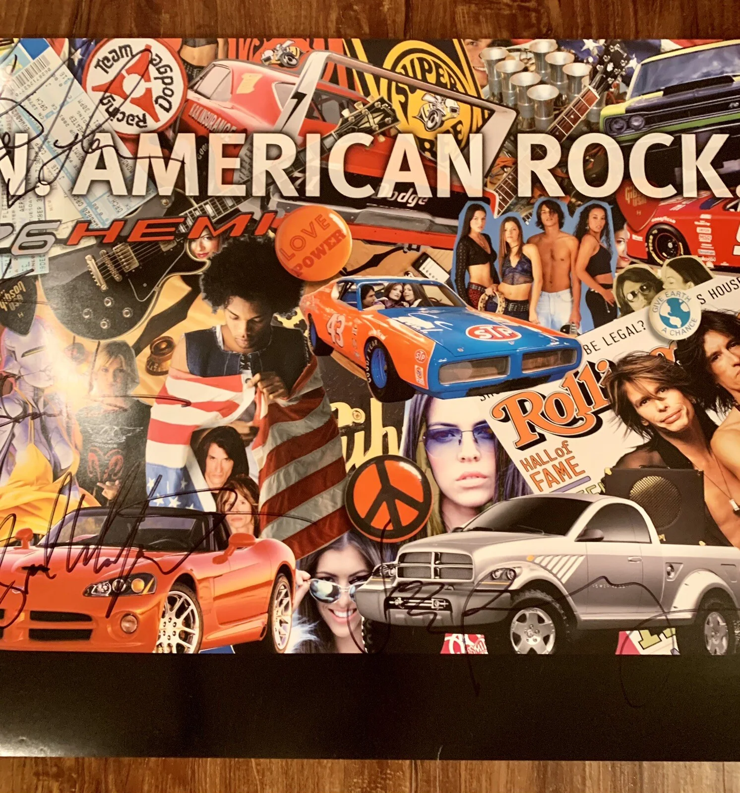 Aerosmith Autographed Poster Tyler, Perry, Kramer, Whitford, Hamilton Huge Autos, image 4