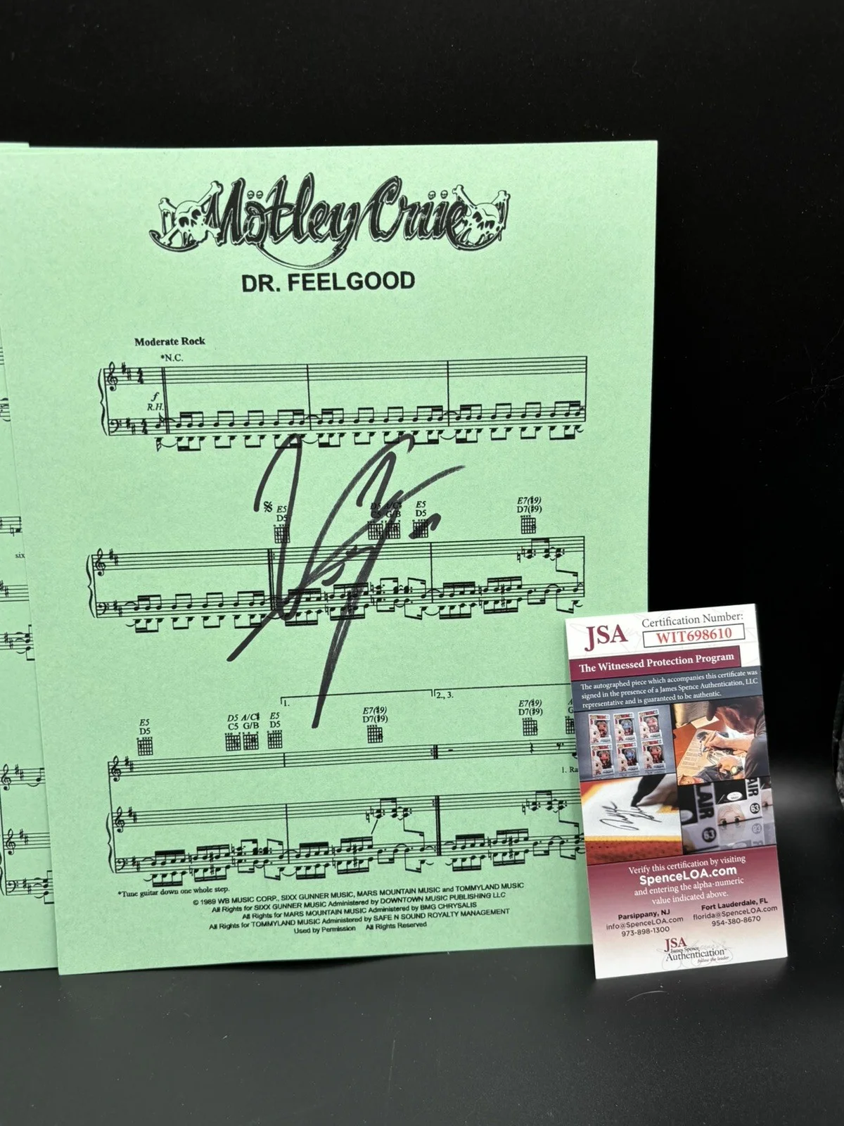 Vince Neil Autograph (JSA) on Dr. Feelgood sheet music, image 4