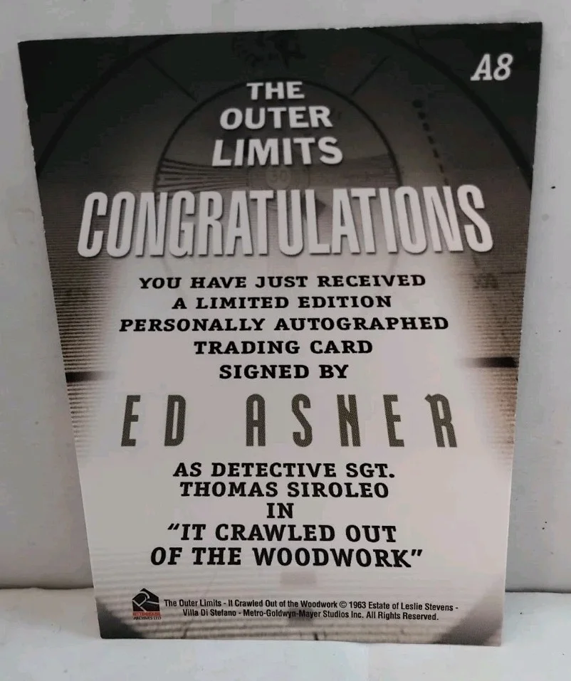 2002 Rittenhouse Outer Limits Premiere Trading Cards A8 Ed Asner Autograph, image 2