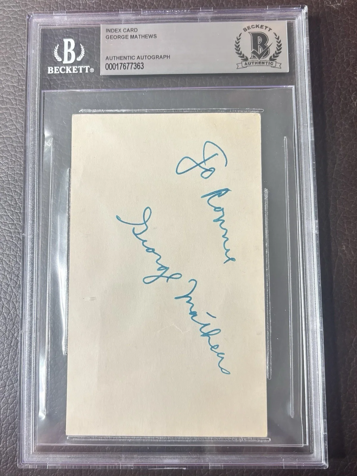 George Mathews — George Mathews Actor Autographed Index Card Beckett Authentic