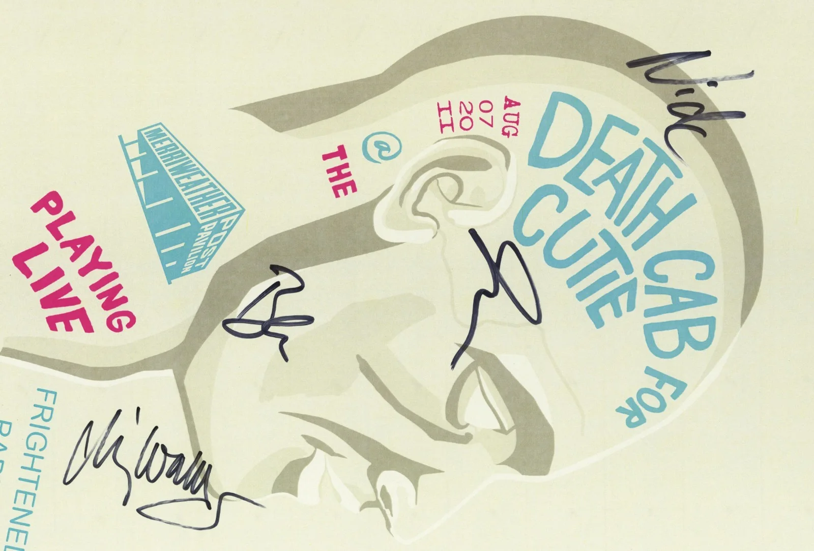 Death Cab For Cutie autographed gig poster Chris Walla Nick Harmer Jason McGerr, изображение 2