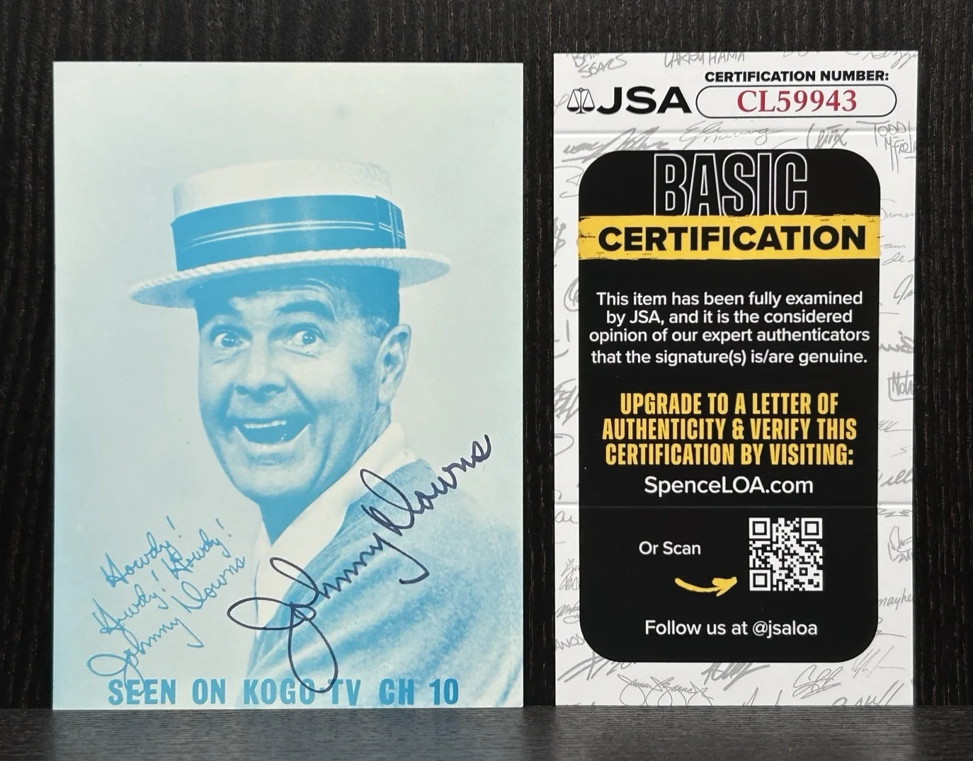 Johnny Downs — JOHNNY DOWNS SIGNED 5" PHOTO CARD Original Autograph JSA COA Johnny Downs Show