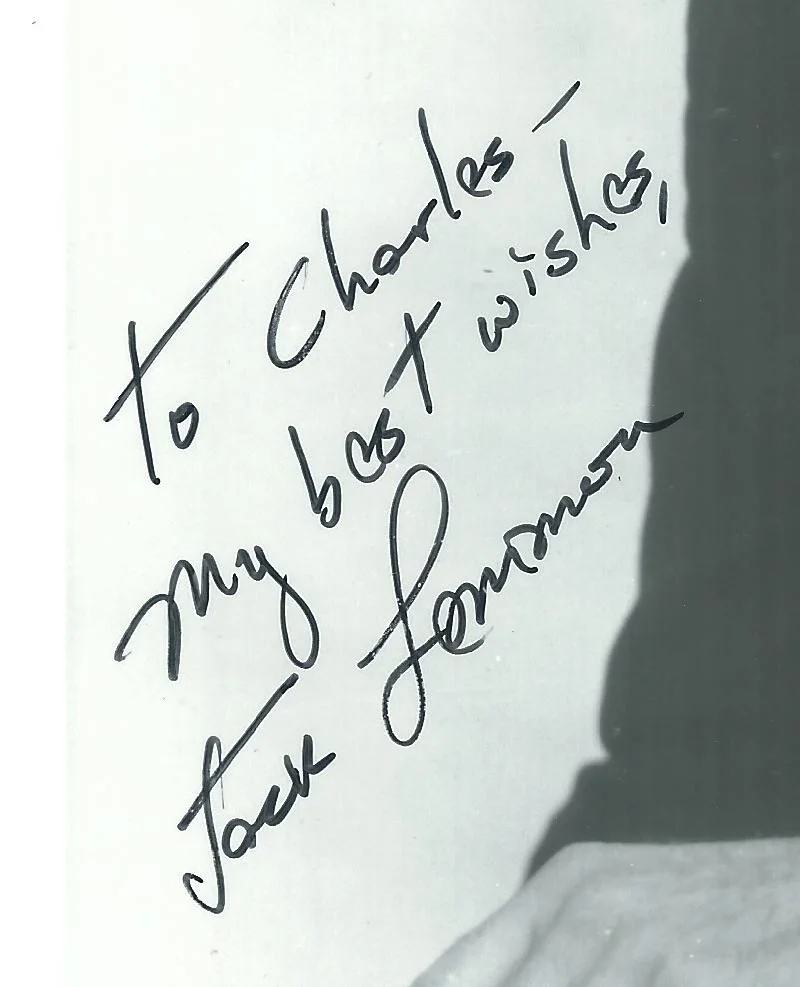 JACK LEMMON OSCAR WINNER AUTHENTIC INSCRIBED TO CHARLES SIGNED AUTOGRAPH PHOTO, изображение 2