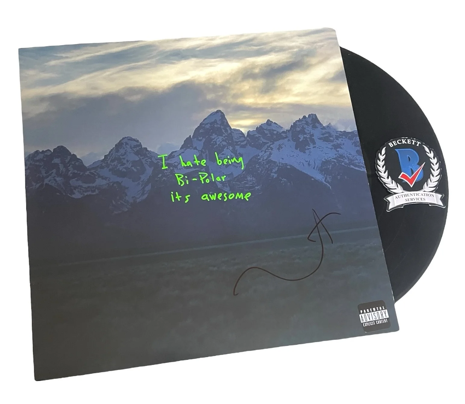 KANYE WEST SIGNED AUTOGRAPH VINYL I HATE BEING BI - POLAR IT'S AWESOME BECKETT, изображение 2