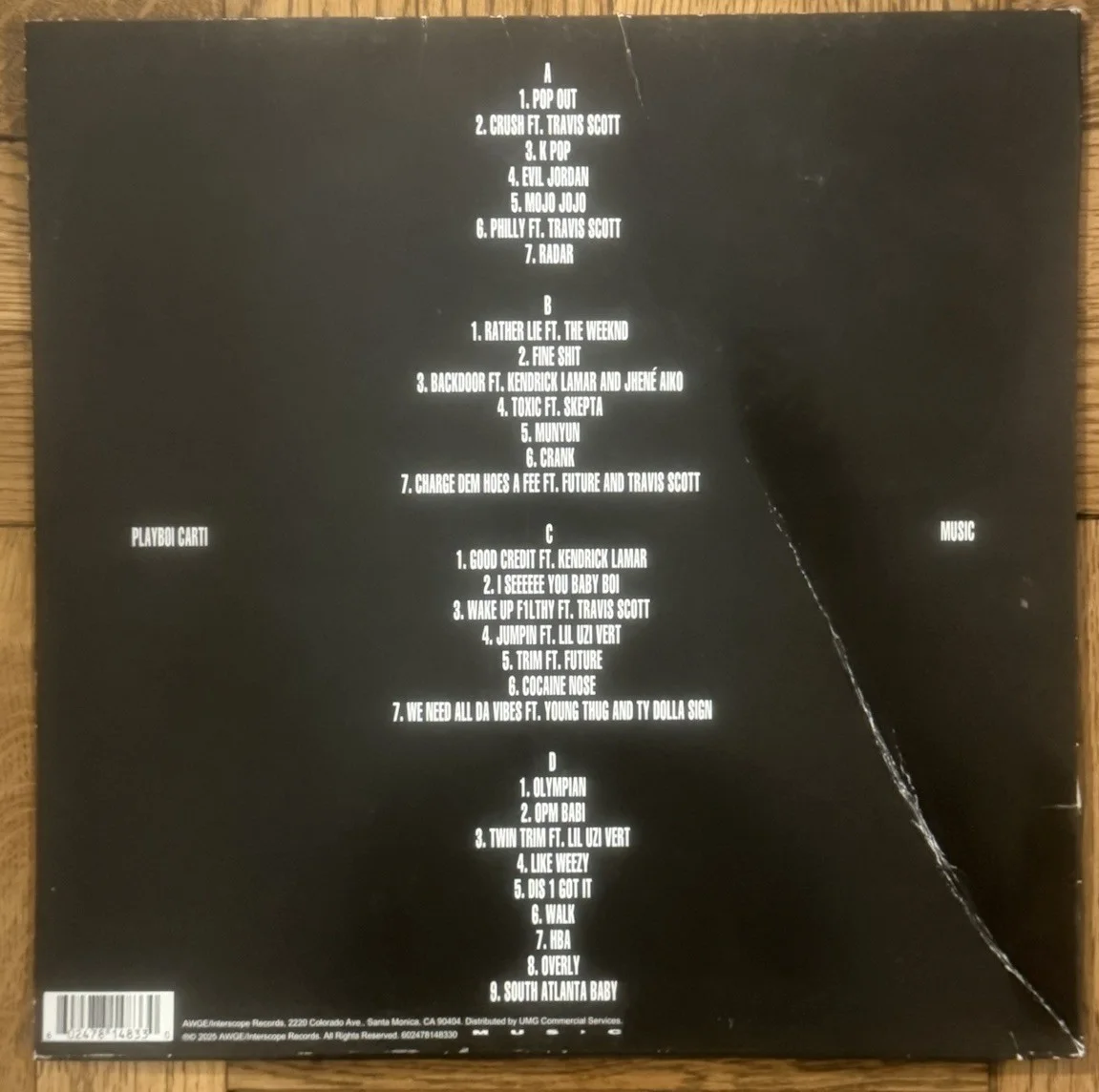 Playboi Carti Signed Autographed Vinyl LP “MUSIC - SORRY 4 DA WAIT” PSA/DNA Auth, изображение 3