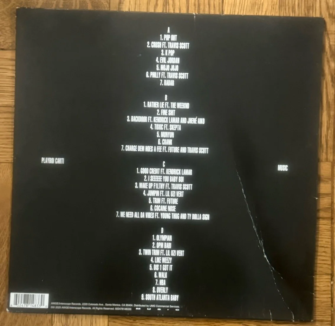 Playboi Carti Signed Autographed Vinyl LP “MUSIC - SORRY 4 DA WAIT” PSA/DNA Auth, image 3