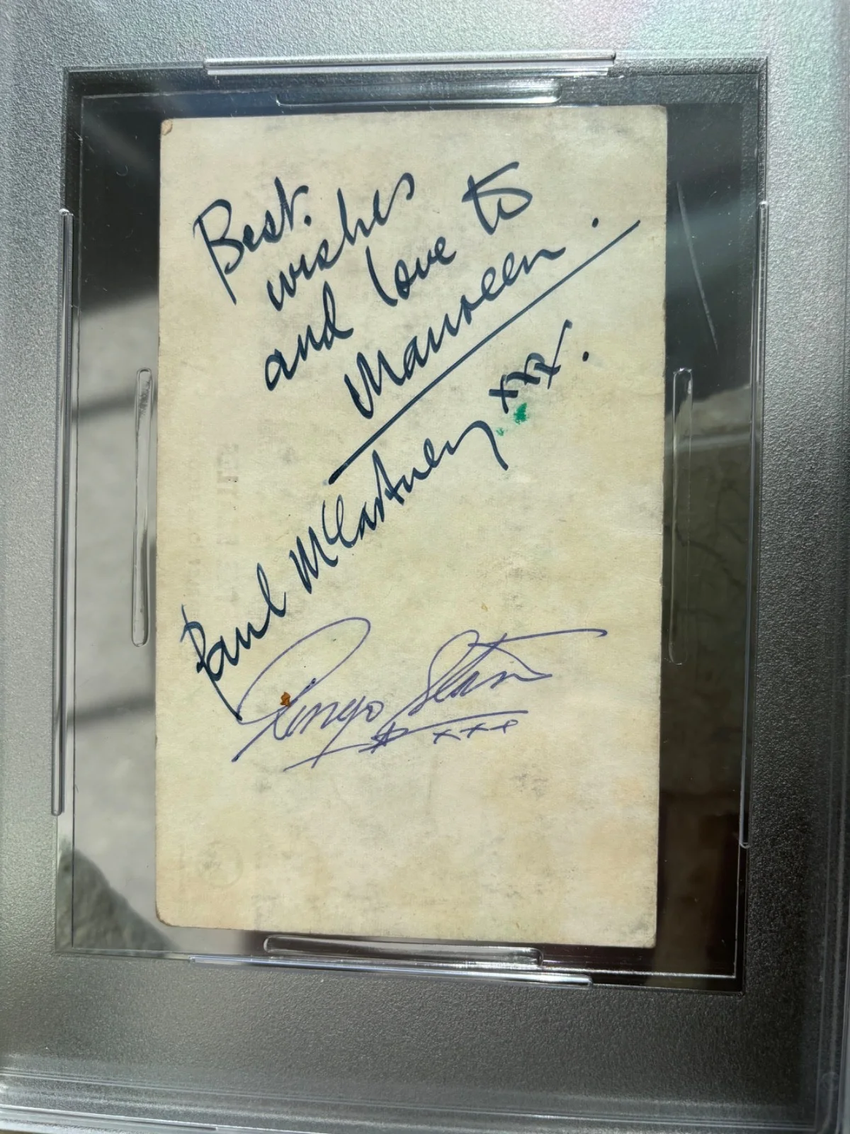 🔥 Paul McCartney & Ringo Starr BEATLES Signed Autograph Postcard PSA 9 Mint! 🔥, image 2