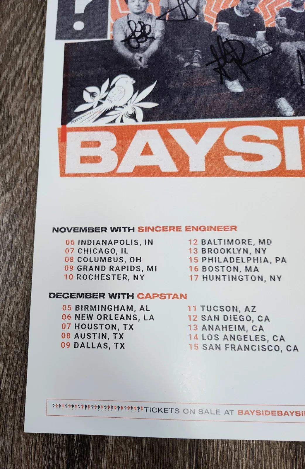 Signed Bayside Tour Poster The Interrobang Club Tour 2019 VIP Exclusive New, изображение 4