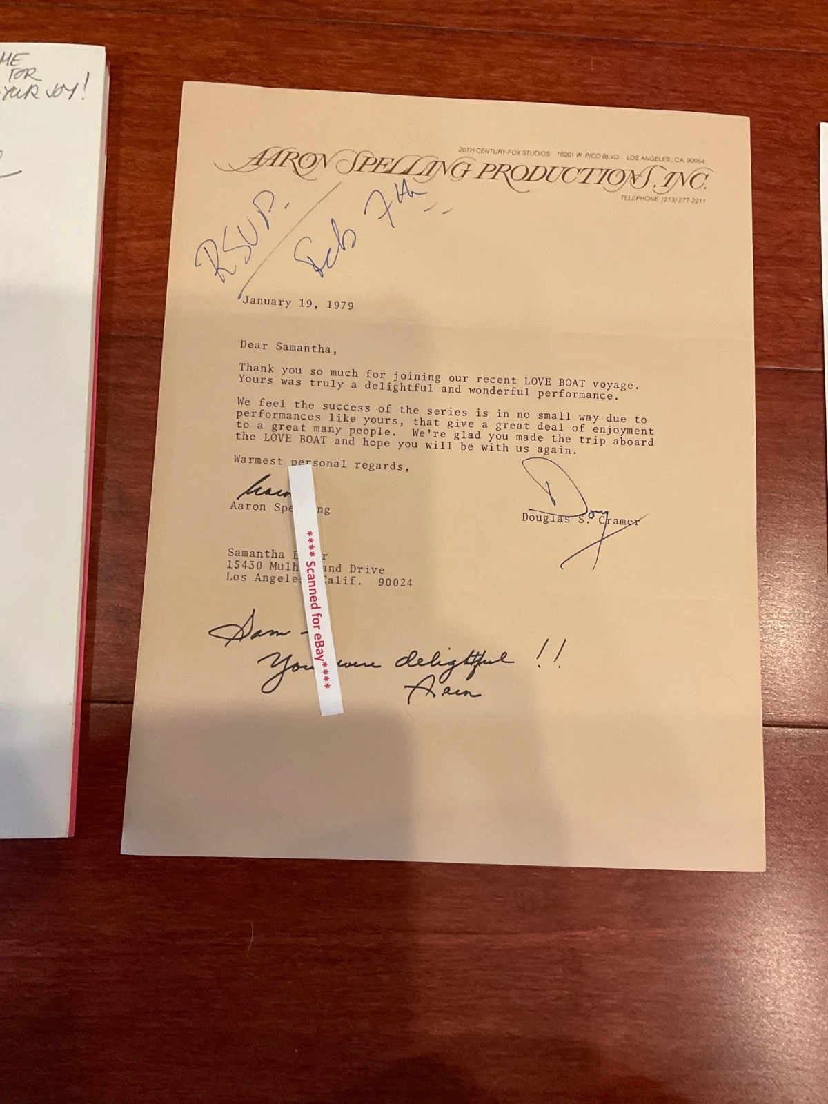 Original actress’s archive script + AARON SPELLING signed letter THE LOVE BOAT, image 2