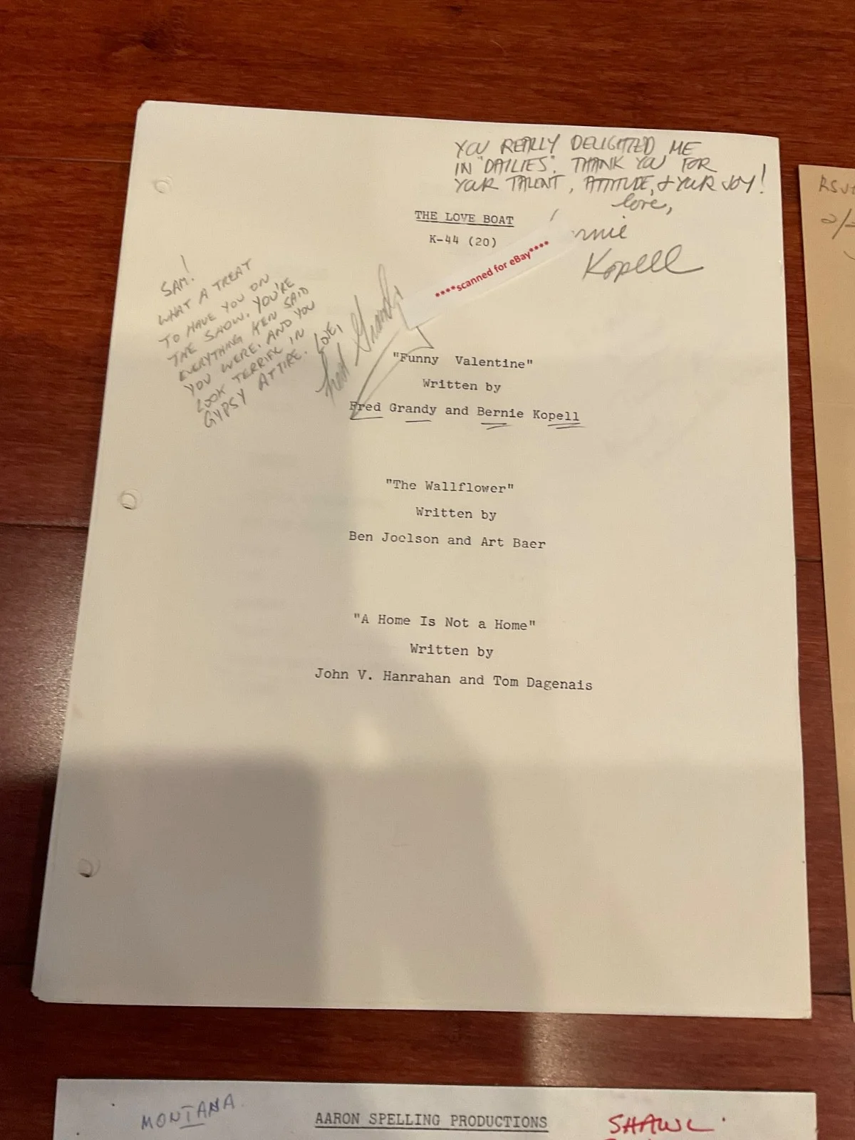 Original actress’s archive script + AARON SPELLING signed letter THE LOVE BOAT, image 3