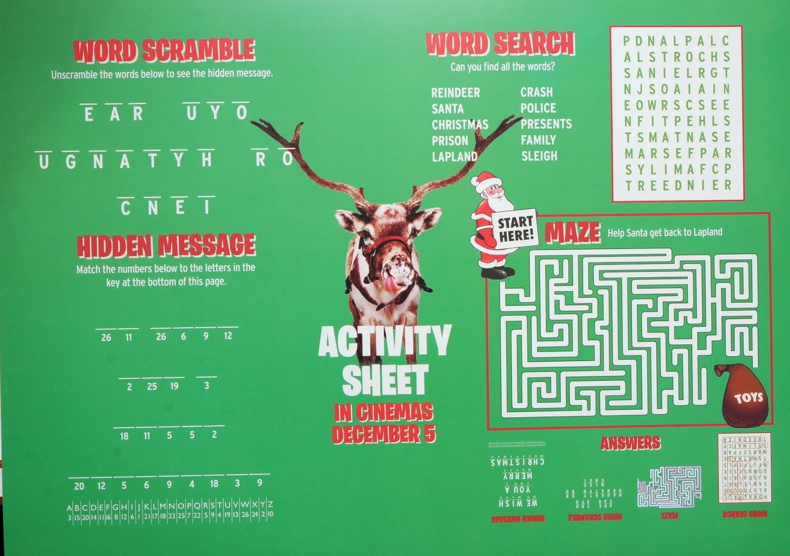 GET SANTA FILM POSTERS ACTIVITY SHEETS X 3 - RAFE SPALL JIM BROADBENT, image 2
