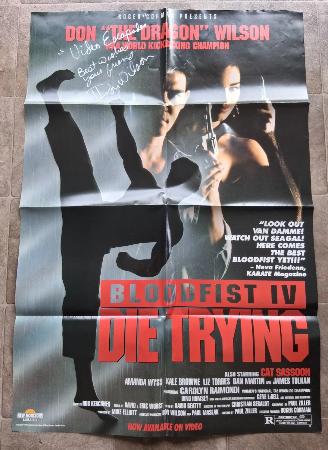 Don the Dragon Wilson — Blood Fist 4 Die Trying Don "The Dragon" Wilson Posters (2) Signed 1992