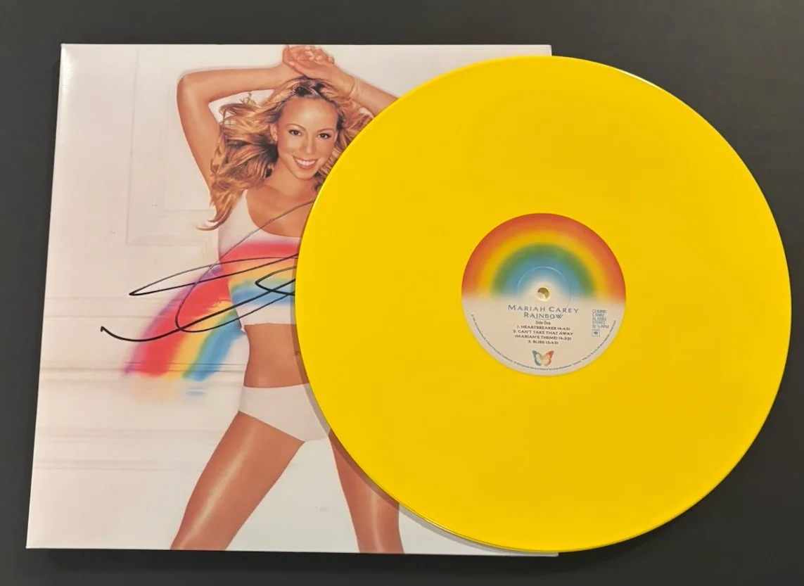 MARIAH CAREY SIGNED RAINBOW VINYL LP JSA COA #CN01913 URBAN OUTFITTERS YELLOW, изображение 4