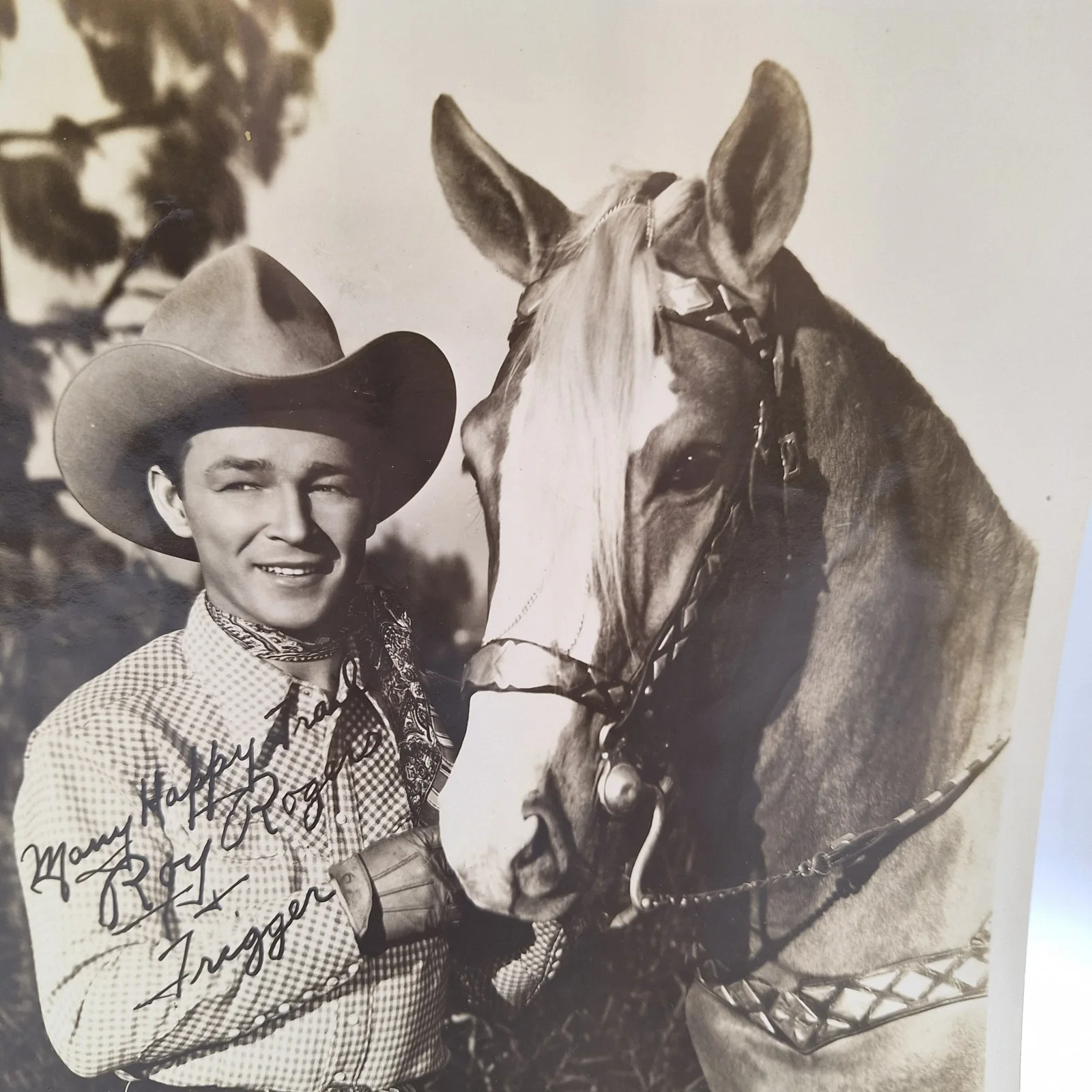Roy Rogers — Cowboy film star Roy Rogers & Trigger 8x10 Signed "Happy Trails Roy Rogers & Tri, изображение 3