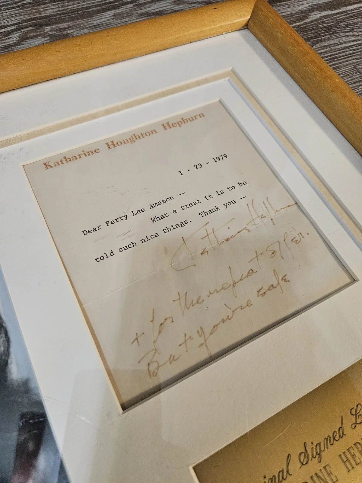 Katharine Hepburn — Framed Katharine Hepburn Signed Letter 1979 Disney Guarantee Of Authenticity, image 5