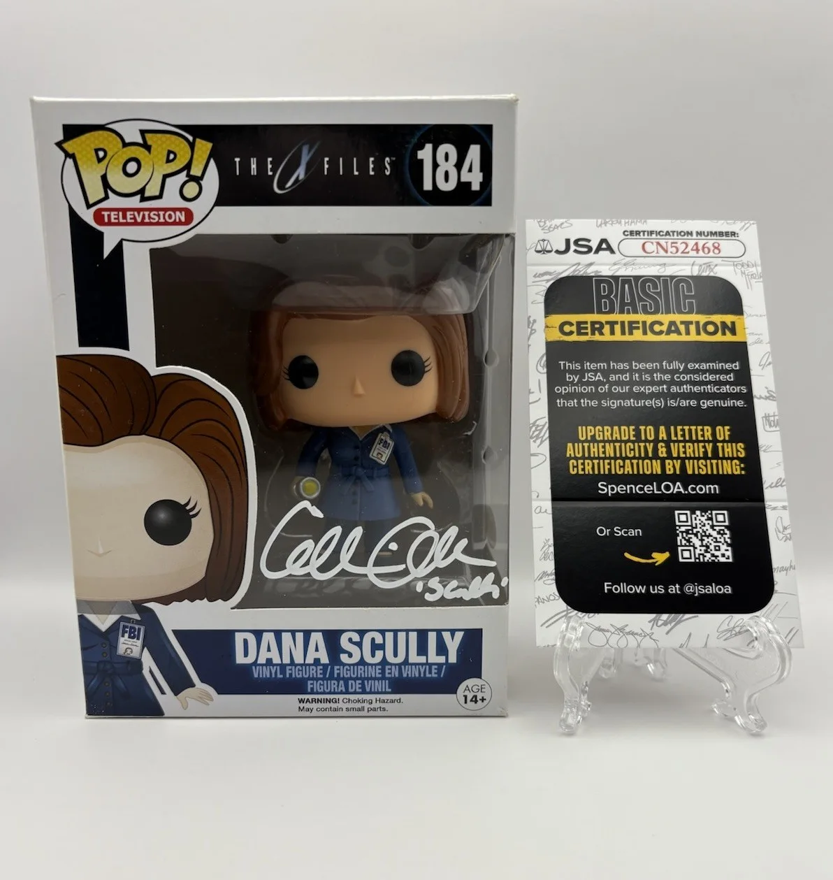 Gillian Anderson — Gillian Anderson Signed Autographed Dana Scully Funko POP Figure 184 VAULTED JSA
