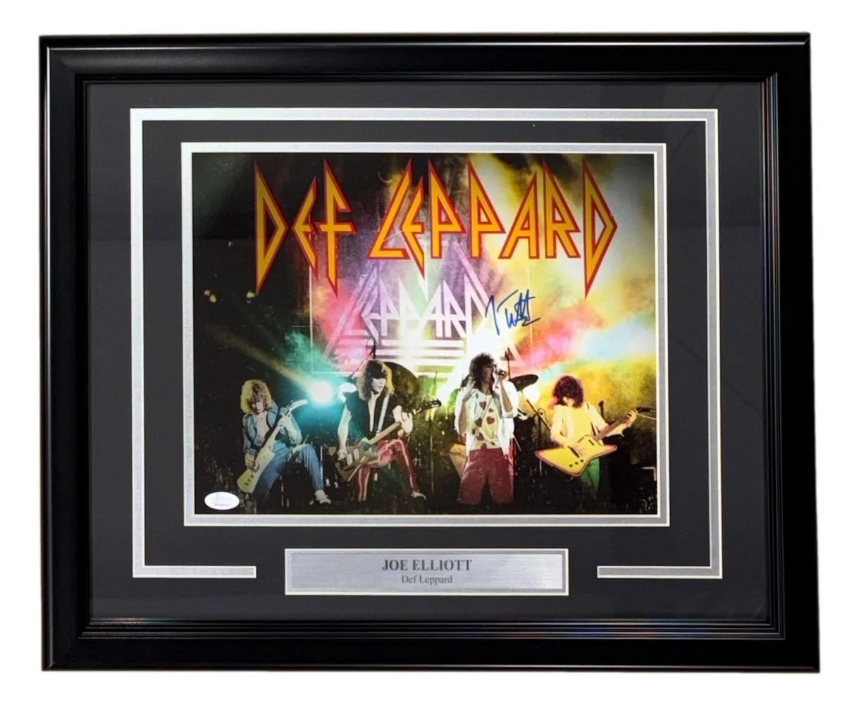 Joe Elliott — Joe Elliott Signed Framed 11x14 Def Leppard Band Collage Photo 3 JSA ITP