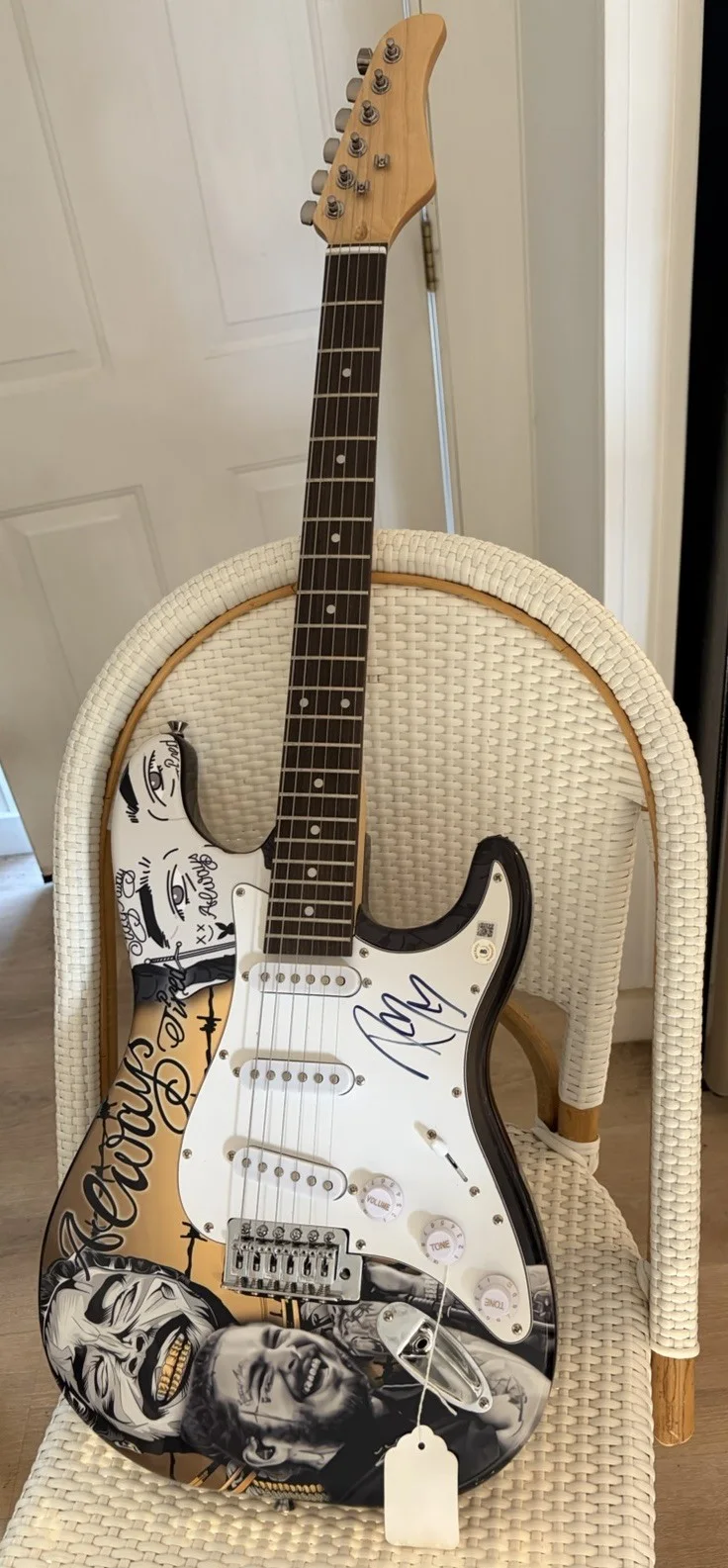 Post Malone Autographed Electric Guitar BAS Beckett Certified Signed, image 3
