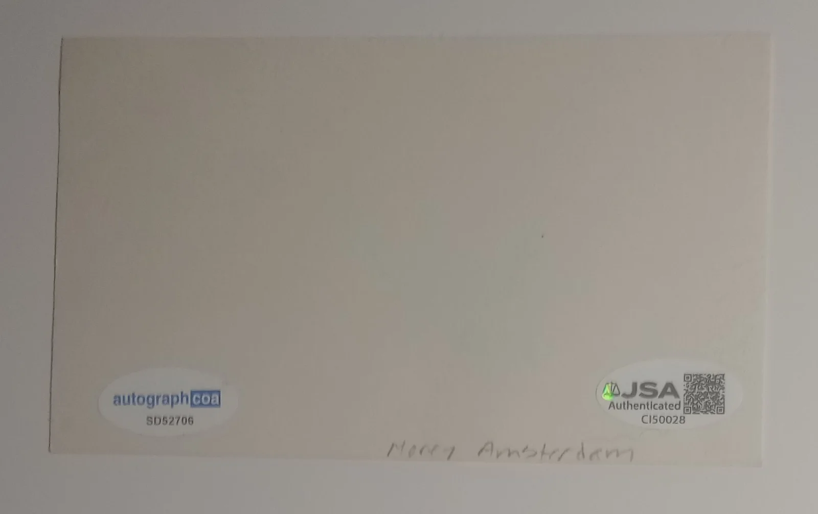 Morey Amsterdam Signed 3x5 Index Card (ACOA & JSA), image 2