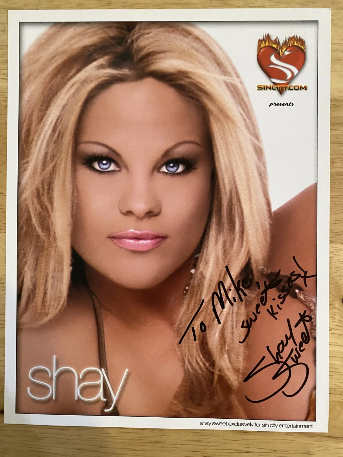 SHAY SWEET — SHAY SWEET SEXY SIGNED PERSONALIZED 8.5 X 11 PROMO SHEET ADULT FILM STAR
