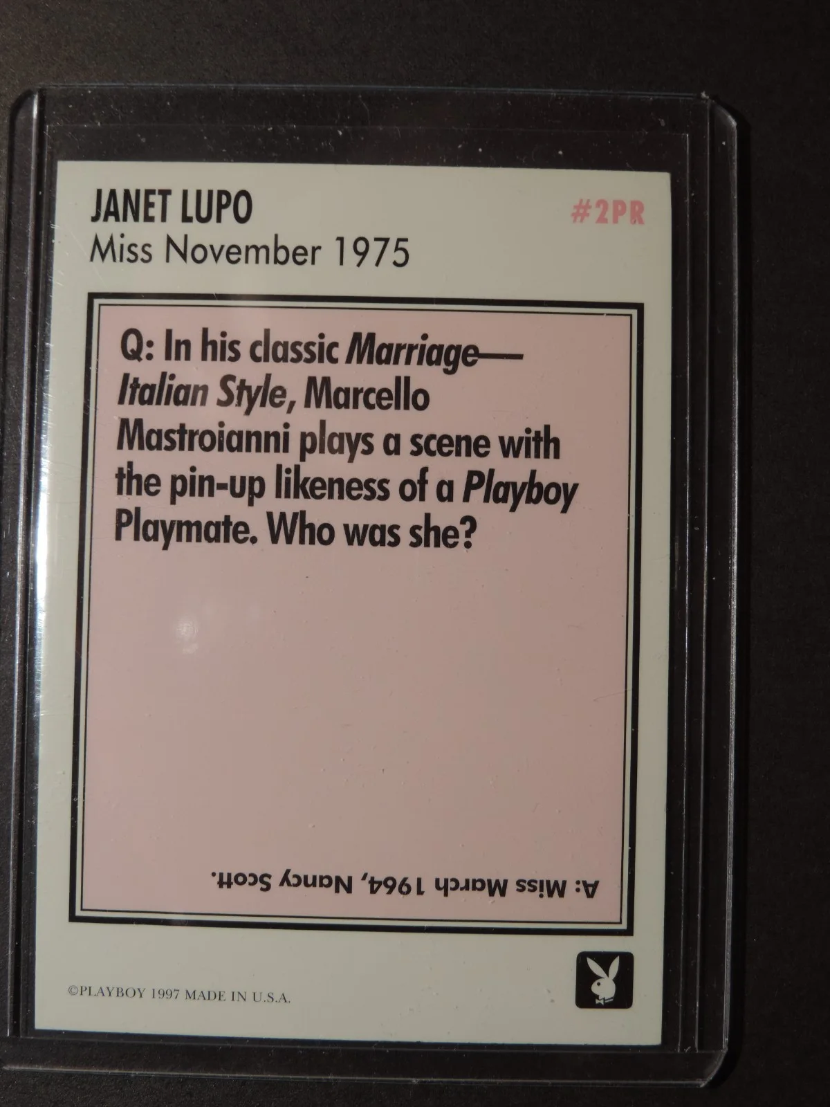 Janet Lupo — Janet Lupo Hand Signed Playboy autographed Card No 2PR MINT, image 3