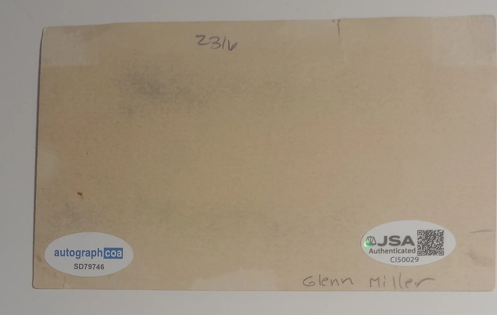 Glenn Miller Signed 3x5 Index Card (ACOA & JSA), image 3