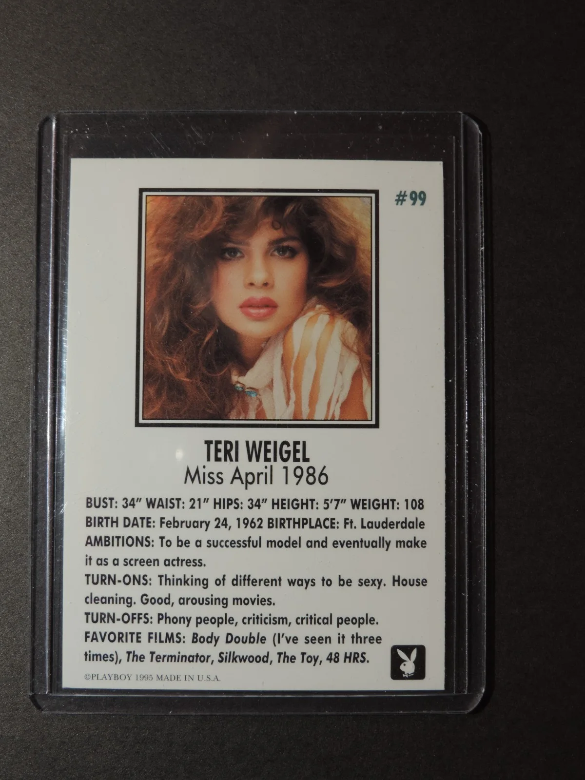 Teri Weigel — Teri Weigel Hand Signed Playboy autographed Card No 99 MINT, image 4
