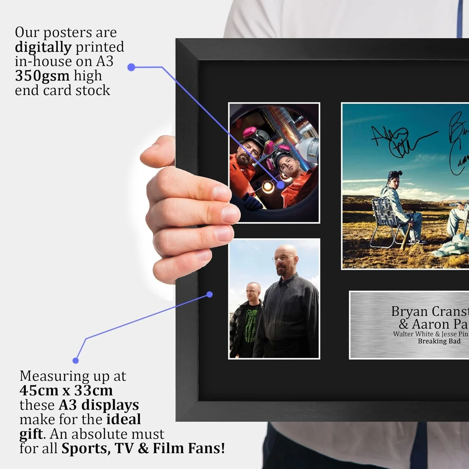 Bryan Cranston, Aaron Paul — Framed 16x12 Breaking Bad Autographed Picture of Walter White & Jesse Pinkman, изображение 5