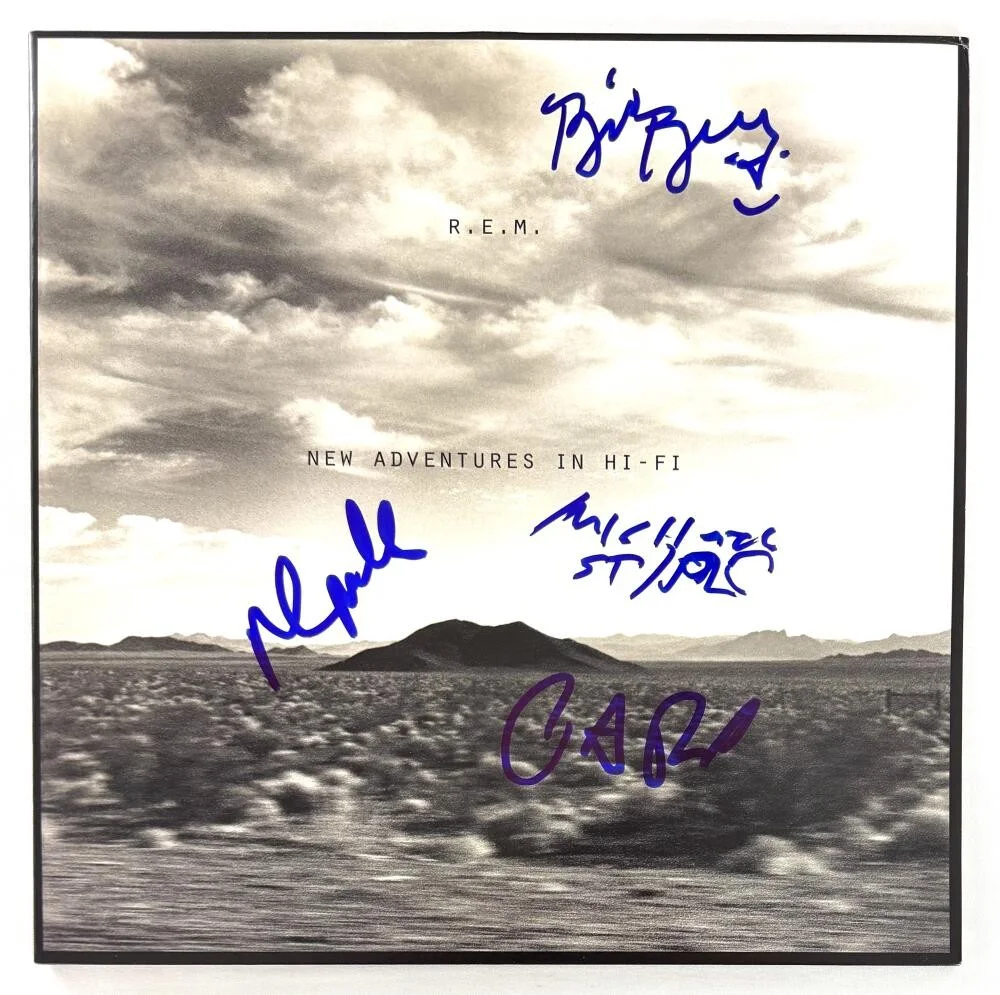Bill Berry, Peter Buck, Mike Mills, Michael Stipe — REM Full Band Signed Autograph Album Record Michael Stipe Bill Berry +2 JSA COA