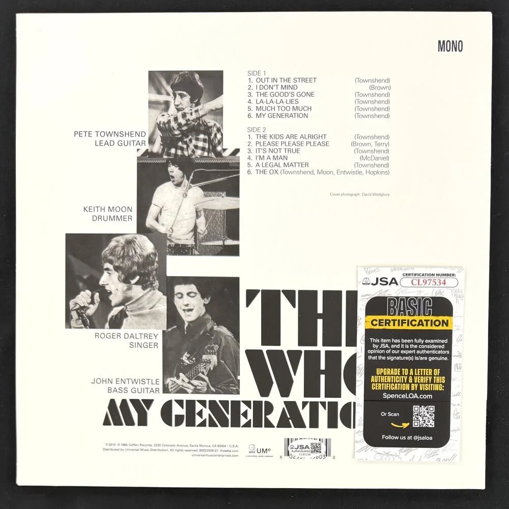Pete Townshend — Pete Townshend The Who Signed Autograph My Generation Album Vinyl Record JSA COA, изображение 2
