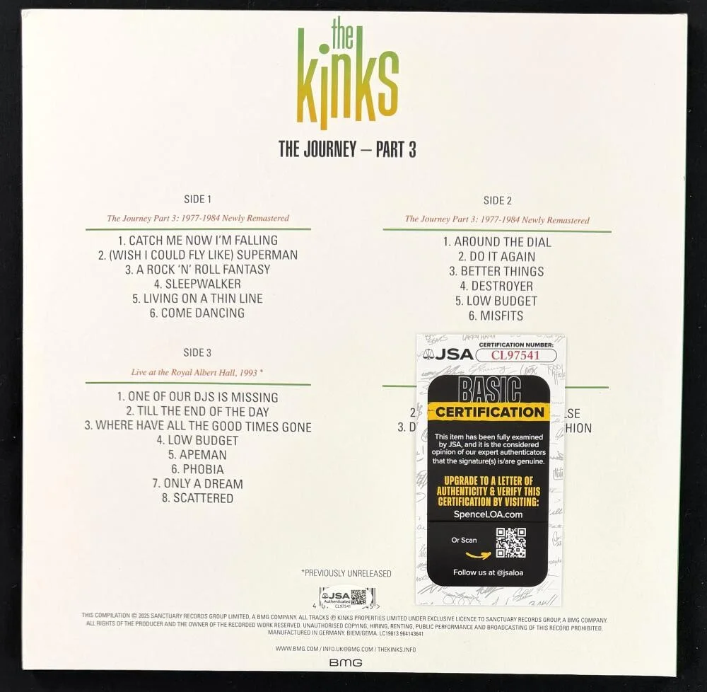 Dave Davies — Dave Davies The Kinks Signed Autograph The Journey Album Vinyl Record w/ JSA COA, image 2