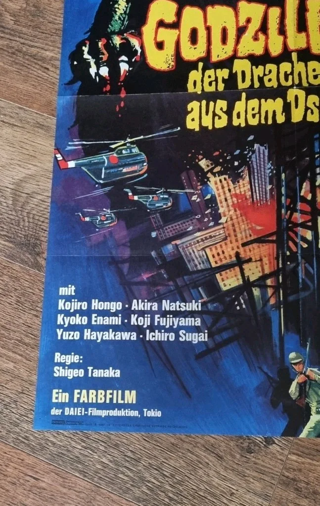 Godzilla The Dragon From The Jungle ORIGINAL A1 Poster Kojiro Hongo 1966, изображение 2
