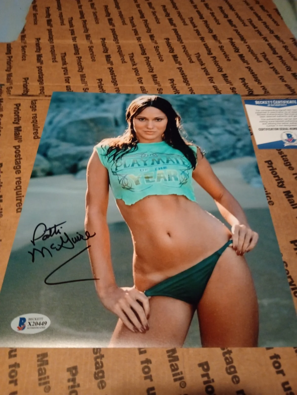 PATTI MCGUIRE Signed Autograph 8x10 Photo PLAYBOY 77 PMOY BECKETT BAS 78, изображение 2