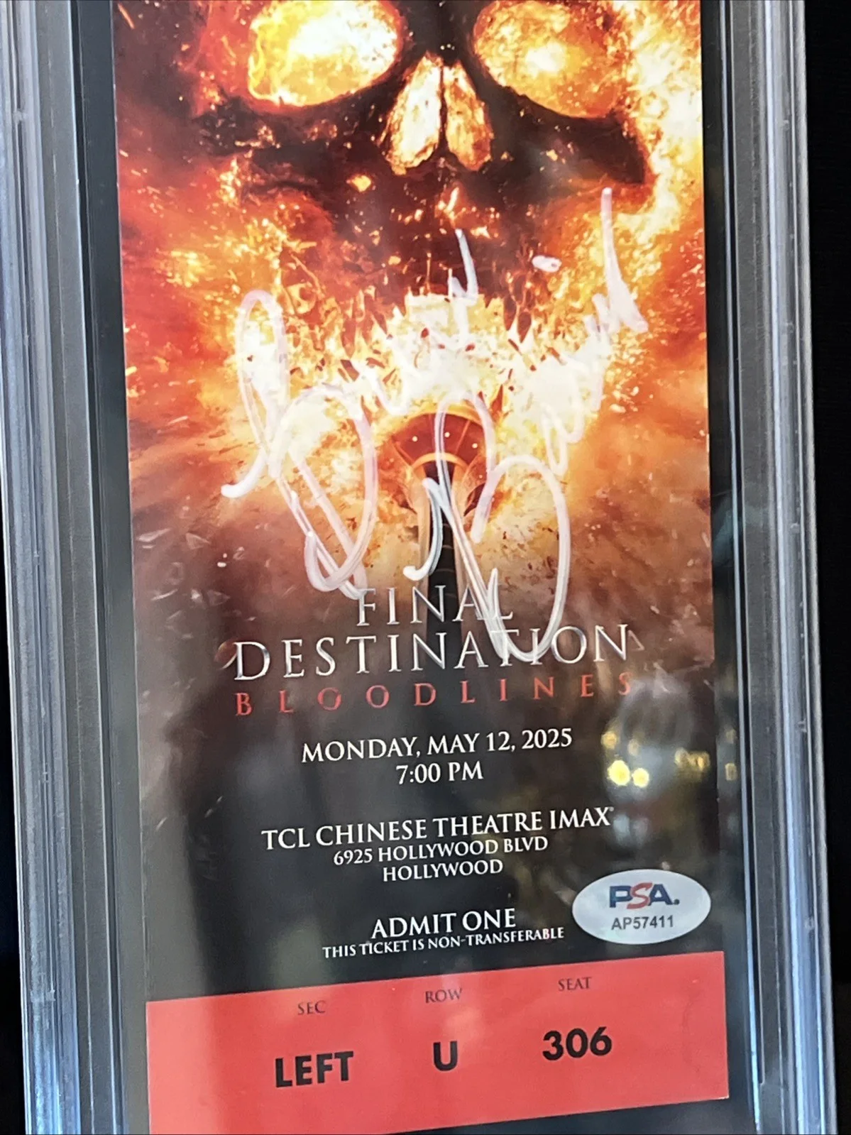 Brec Bassinger — Brec Bassinger signed autograph Final Destination Premier Ticket Slabbed PSA/DNA, image 2