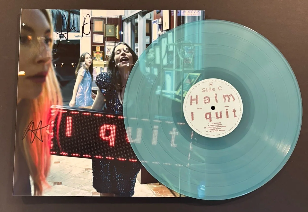 HAIM SIGNED I QUIT VINYL LP JSA COA #CN01902 AUTO DANIELLE, ESTE & ALANA HAIM, image 4