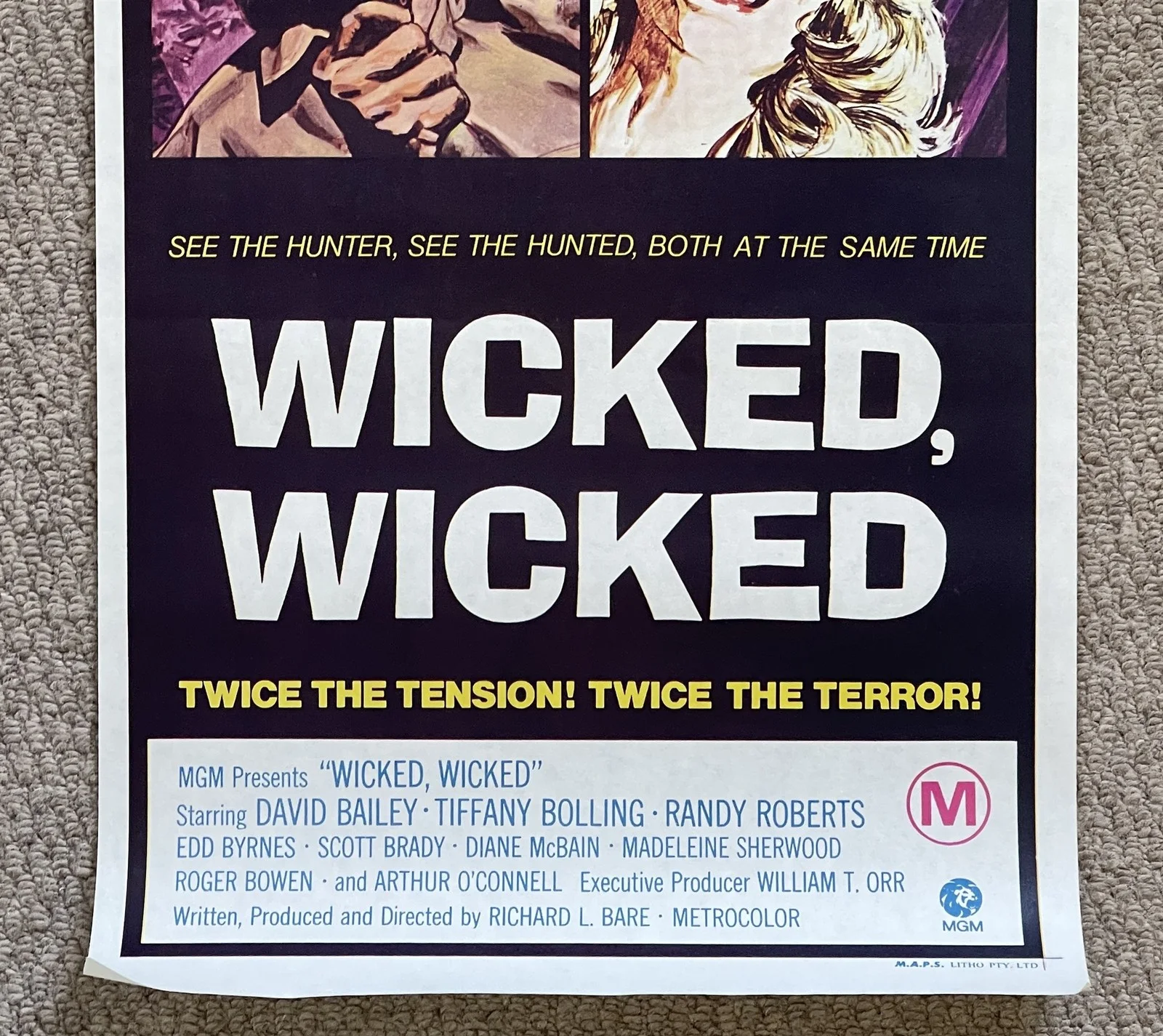 Vintage WICKED WICKED 1973 Australian Daybill Cinema Movie Poster 34x76cm, изображение 4