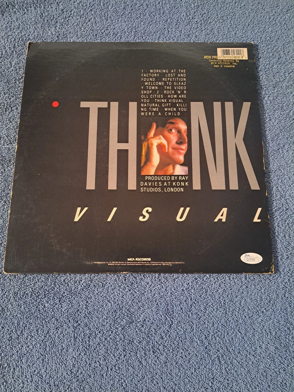 KINKS "THINK VISUAL" VINYL ALBUM SIGNED BY JIM RODFORD VINLY LP JSA COA, изображение 3