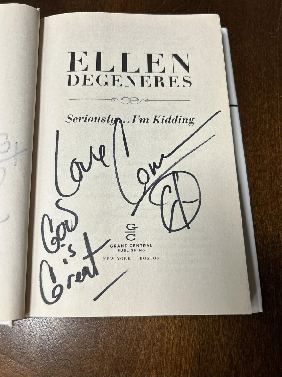 Ellen Degeneres Seriously… I’m kidding Book Signed by Ellen Degeneres COA, изображение 3