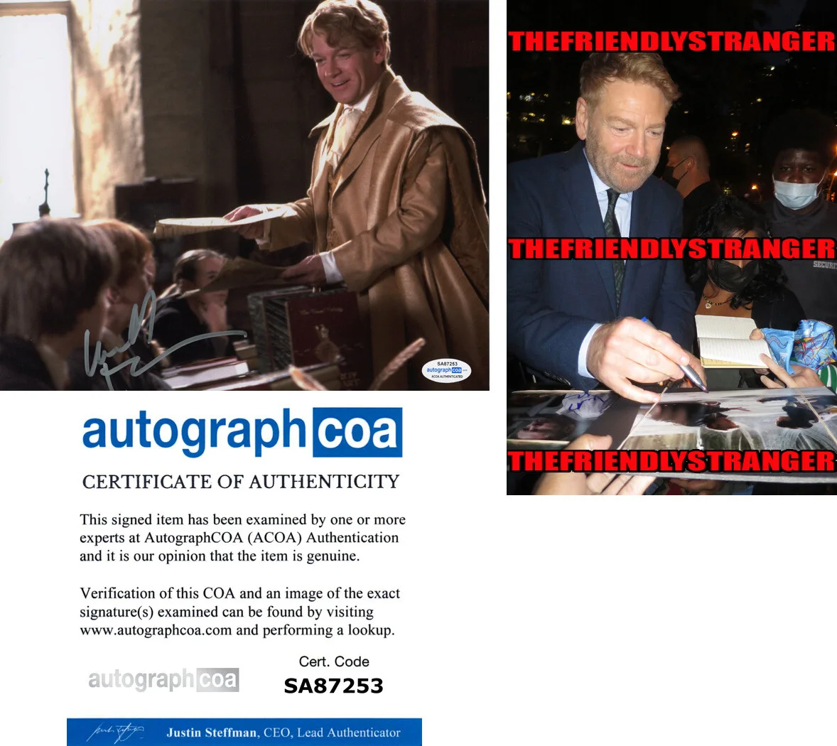 KENNETH BRANAGH — Kenneth Branagh signed "HARRY POTTER" 8x10 Photo v PROOF Gilderoy Lockhart ACOA
