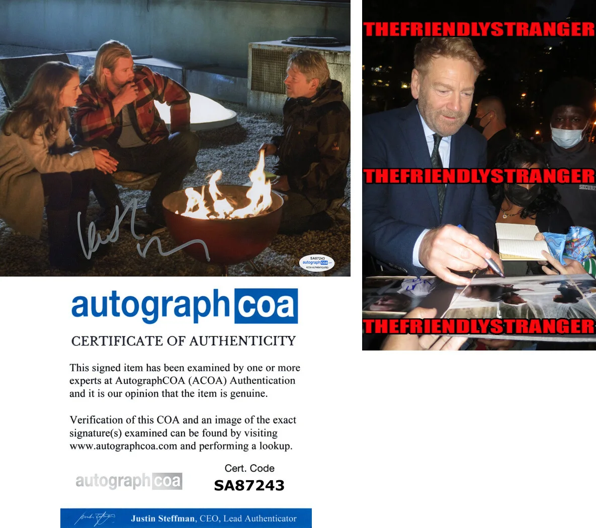 KENNETH BRANAGH — Kenneth Branagh signed "THOR" 8x10 Photo n Autographed PROOF Director ACOA COA